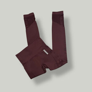 GYMSHARK Leggings Women Size XS Burgundy Energy Seamless Pants Mid-rise Eyelet